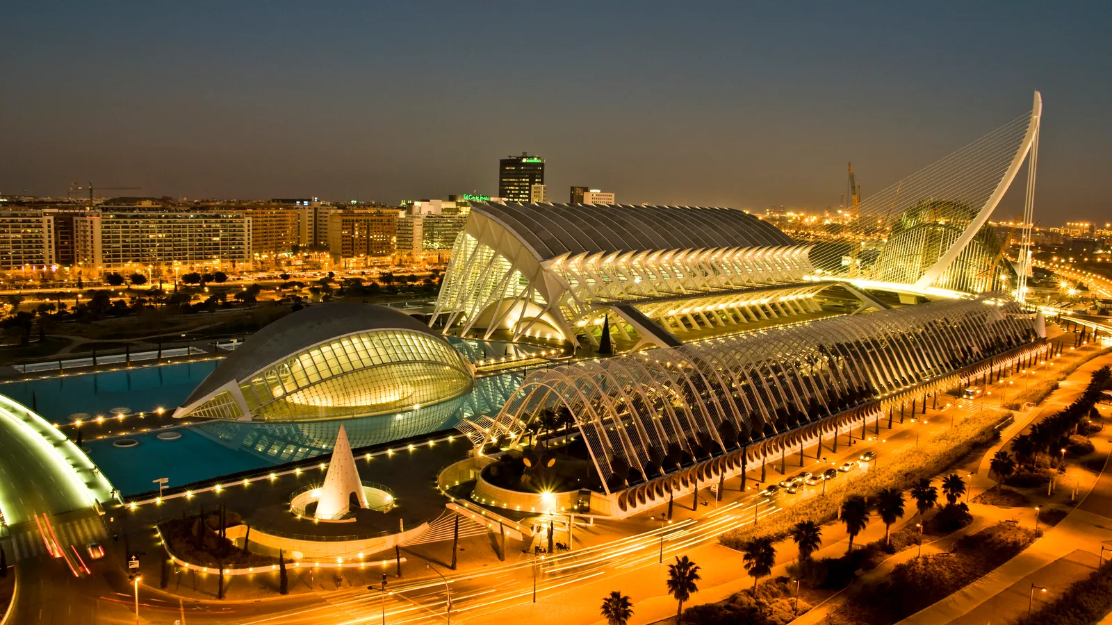 Fotografía de Valencia: la Ciudad de las Artes y las Ciencias iluminada de noche